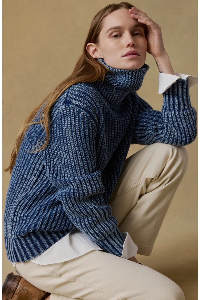 Sunwashed Organic Cotton Oversized Turtleneck Sweater, Alternate, color, WINDCLIFF INDIGO WASH