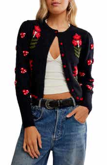 Free People Nonna Floral Jacquard Cotton Cardigan