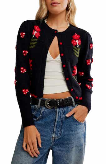 Free People Nonna Floral Jacquard Cotton Cardigan