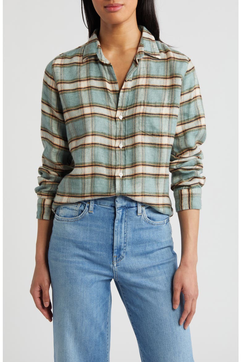 Barry Tailored Fit Button-Up Shirt, Main, color, GREEN/ SAND/ BLACK PLAID