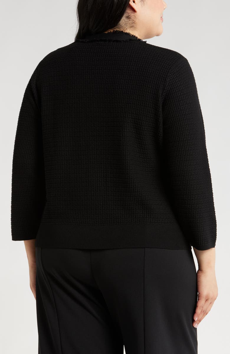 Adrianna Papell V-Neck Fringe Cardigan, Alternate, color, Black