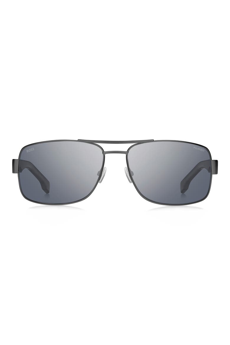 62mm Oversize Polarized Navigator Sunglasses, Main, color, DARK RUTHENIUM/ GREY POLAR