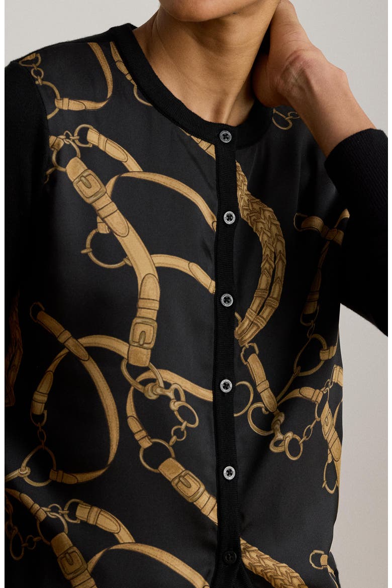 Belt Print Cardigan, Alternate, color, BLACK/ MULTI