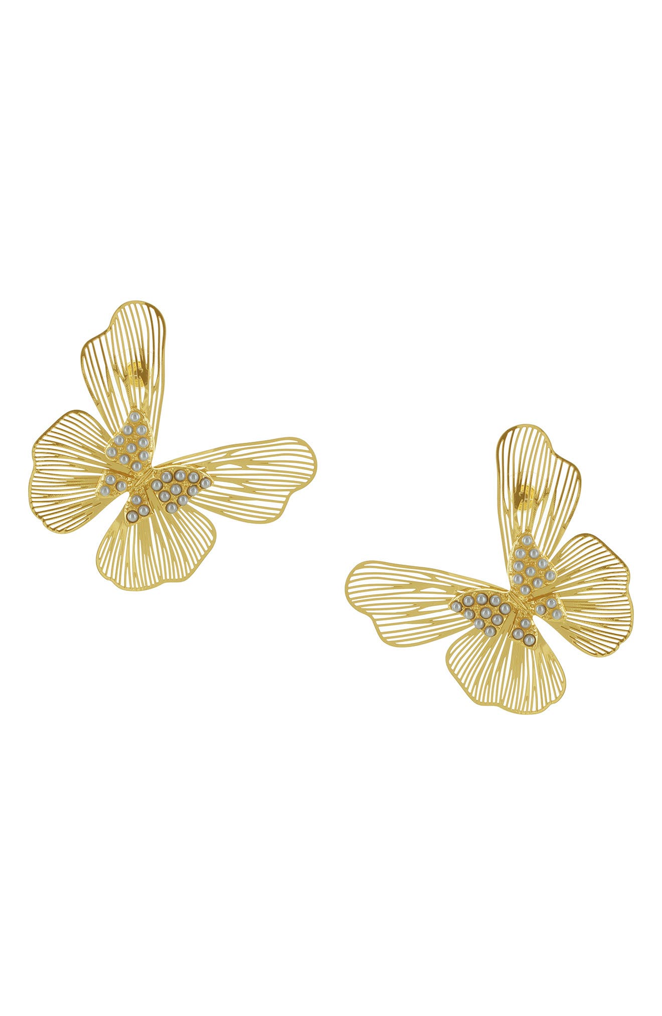 Butterfly Imitation Pearl Drop Earrings