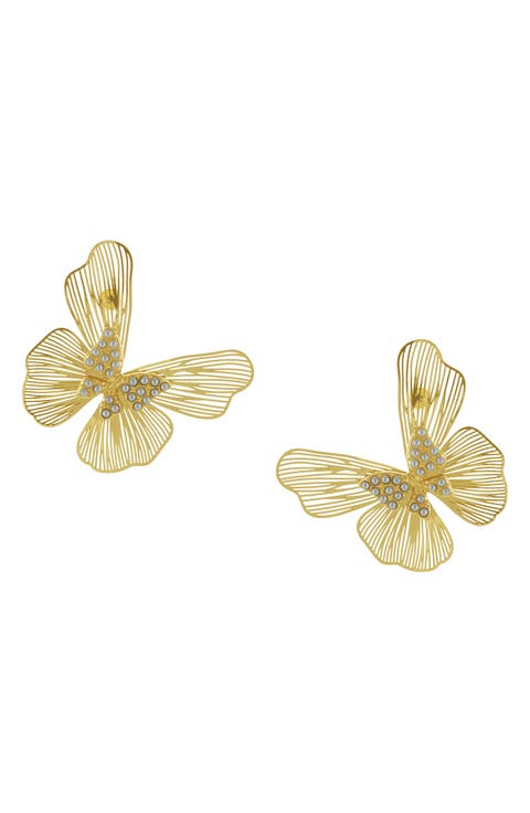 Butterfly Imitation Pearl Drop Earrings