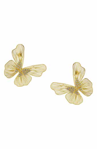 Butterfly Imitation Pearl Drop Earrings