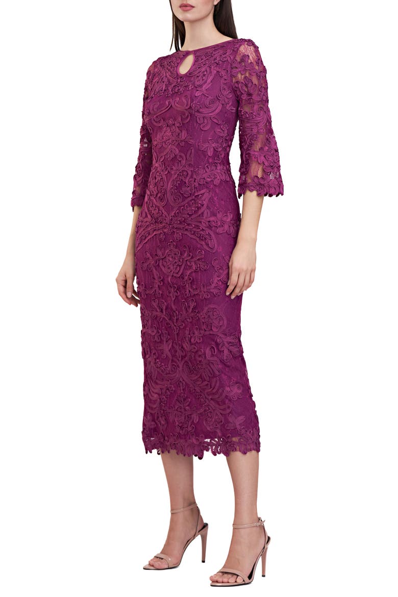 Perla Soutache Sheath Dress, Alternate, color, PLUM CASPIA