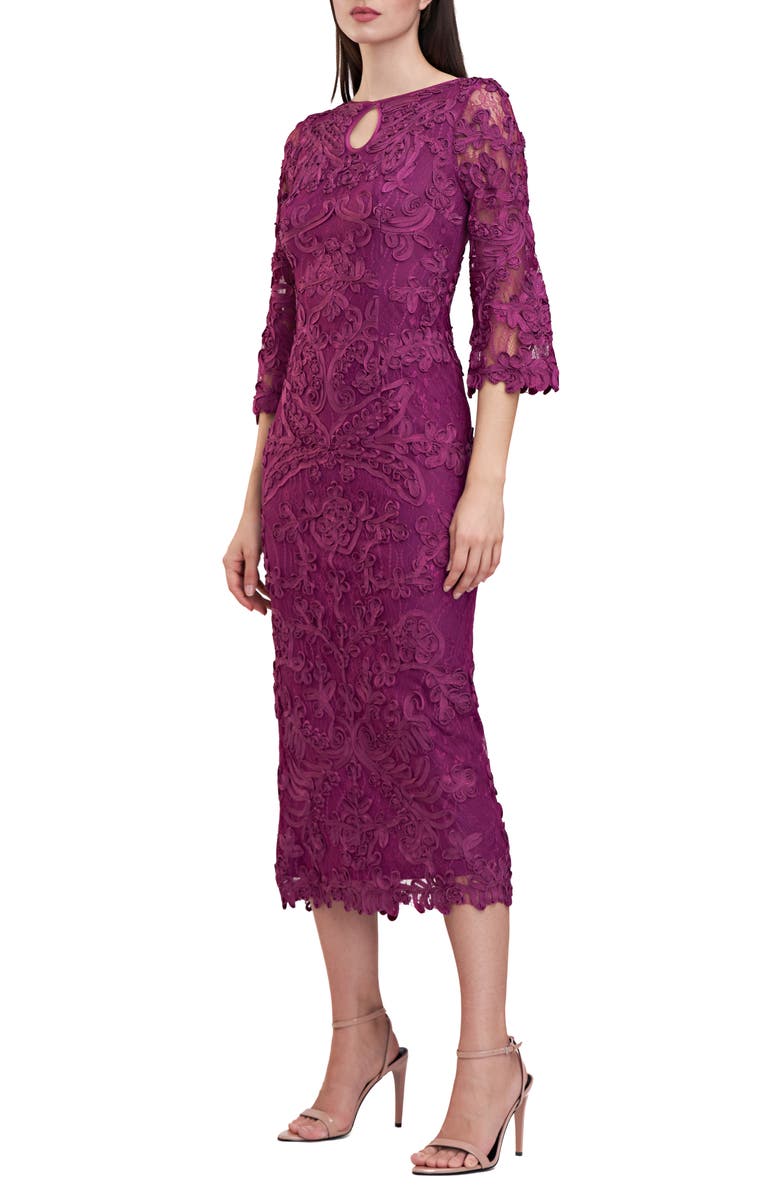 JS Collections Perla Soutache Sheath Dress, Alternate, color, Plum Caspia