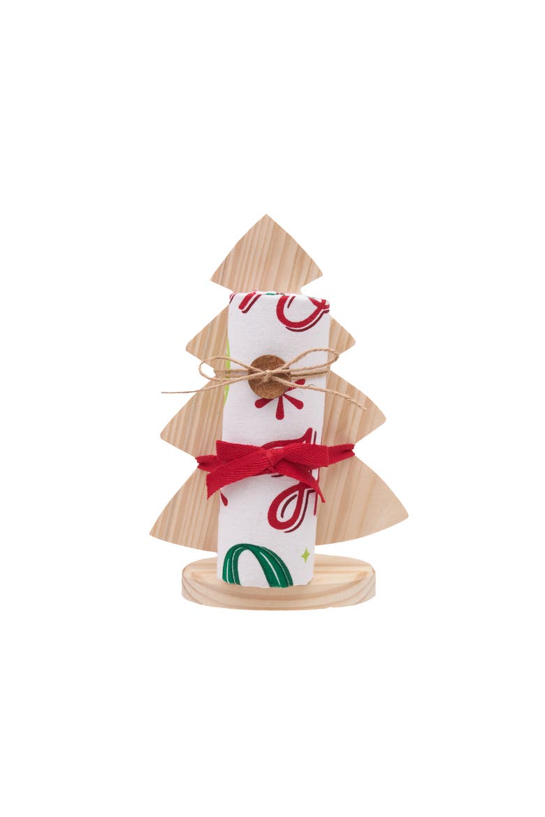Ho Ho Ho Tree Dishtowel Set of 2, Main, color, White