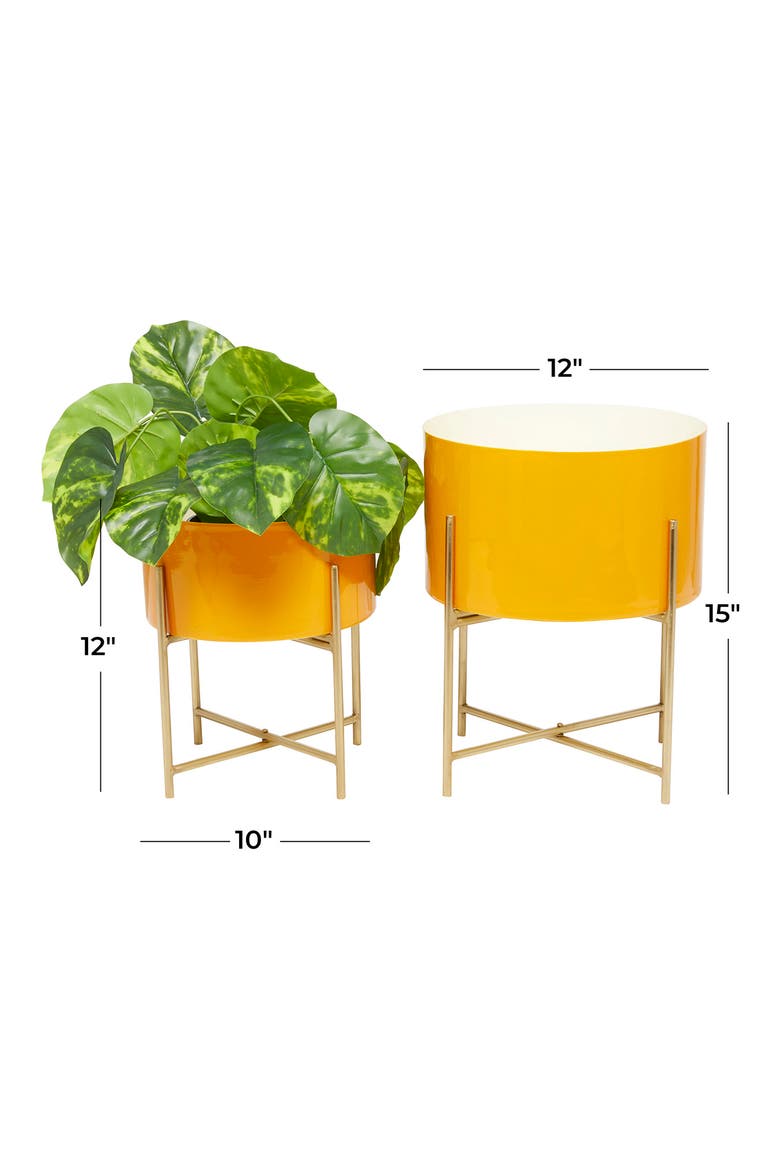Yellow Metal Modern Planter - Set of 2, Alternate, color, YELLOW