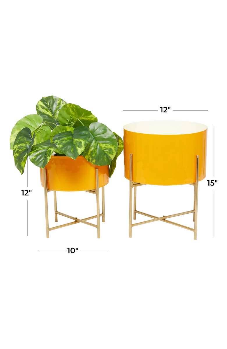 GINGER BIRCH STUDIO Yellow Metal Modern Planter - Set of 2, Alternate, color, Yellow