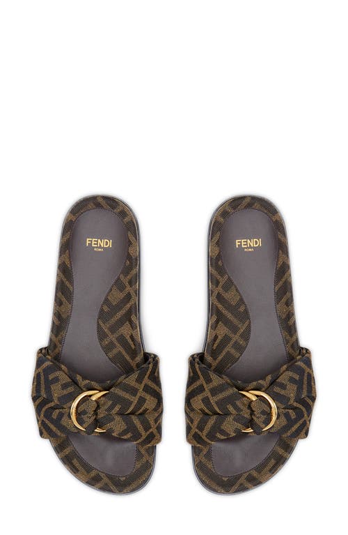 Fendi Brown Ff Jacquard Slides In Tobacco