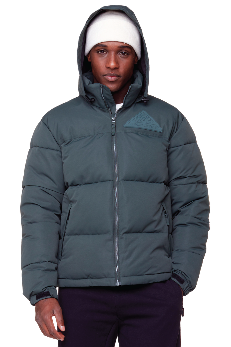 TUKTUT - Vegan Down Short Puffer Winter Jacket, Main, color, GREEN