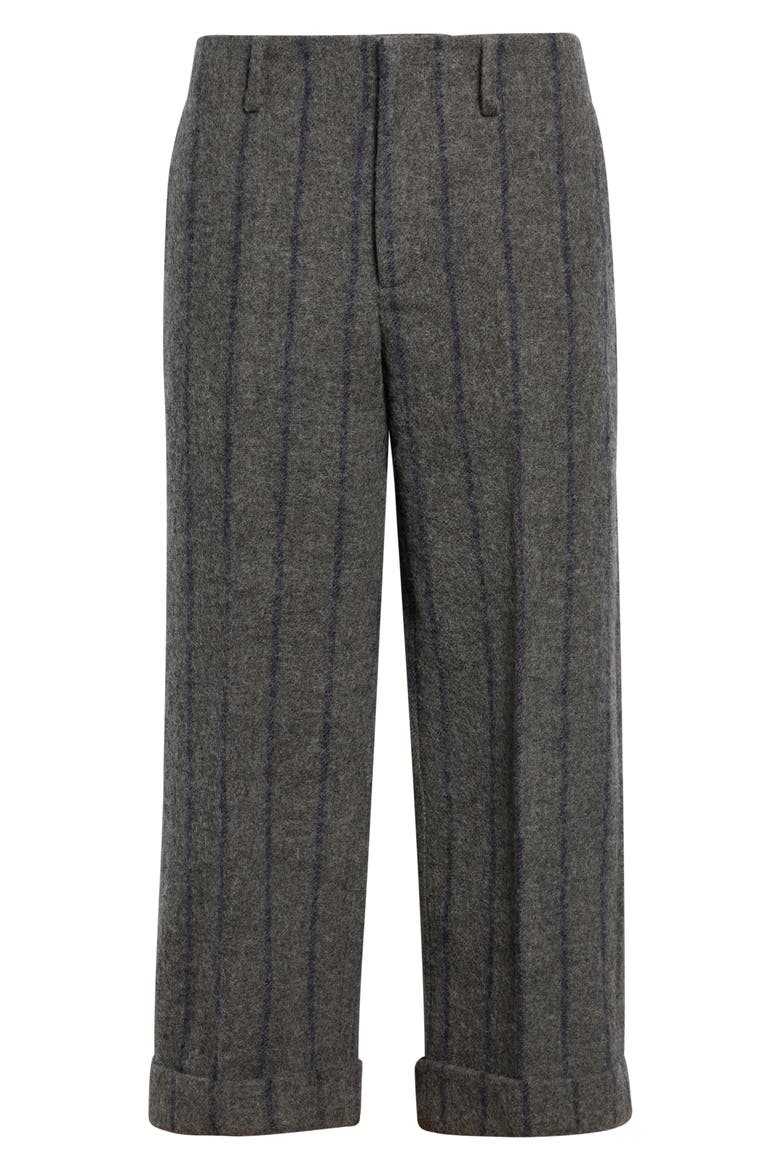 Stripe Crop Virgin Wool Cuffed Trousers, Main, color, GREY AND NAVY STRIPE
