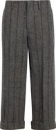R13 Stripe Crop Virgin Wool Cuffed Trousers