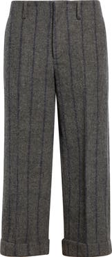 R13 Stripe Crop Virgin Wool Cuffed Trousers