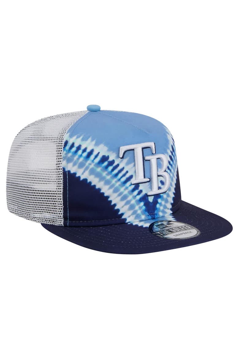 Men's New Era Tampa Bay Rays Tie-Dye Golfer Trucker Adjustable Hat, Alternate, color, Navy