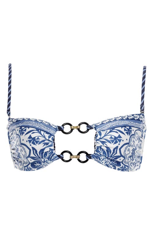 Agua Bendita Lace Batik Ring Bikini Top In Blue