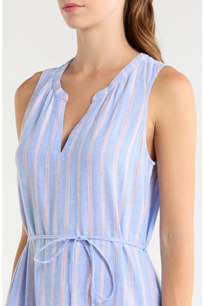 Sea Salt Bay Stripe Linen Blend Midi Dress, Alternate, color, GRAPE POOLS