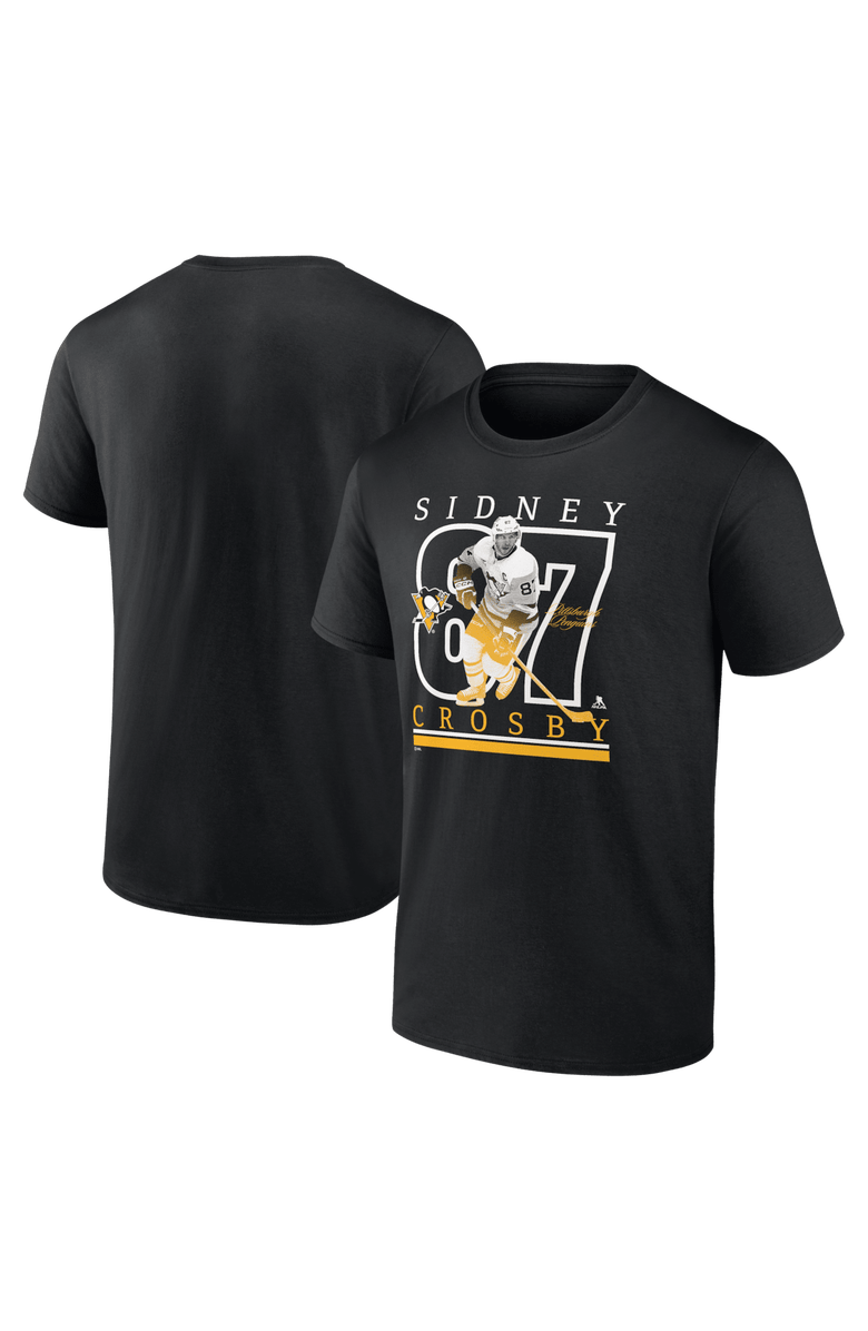 FANATICS Men's Fanatics Sidney Crosby Black Pittsburgh Penguins Authentic Stack Name & Number T-Shirt, Main, color, 