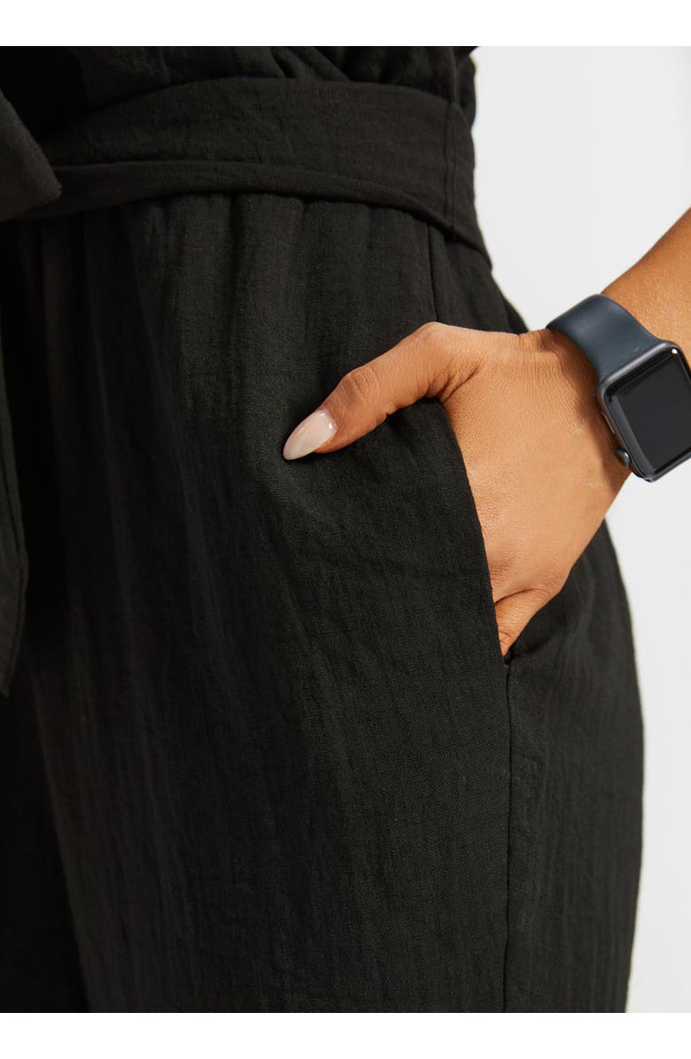 Betabrand Drift Jumpsuit Linenette, Alternate, color, Black