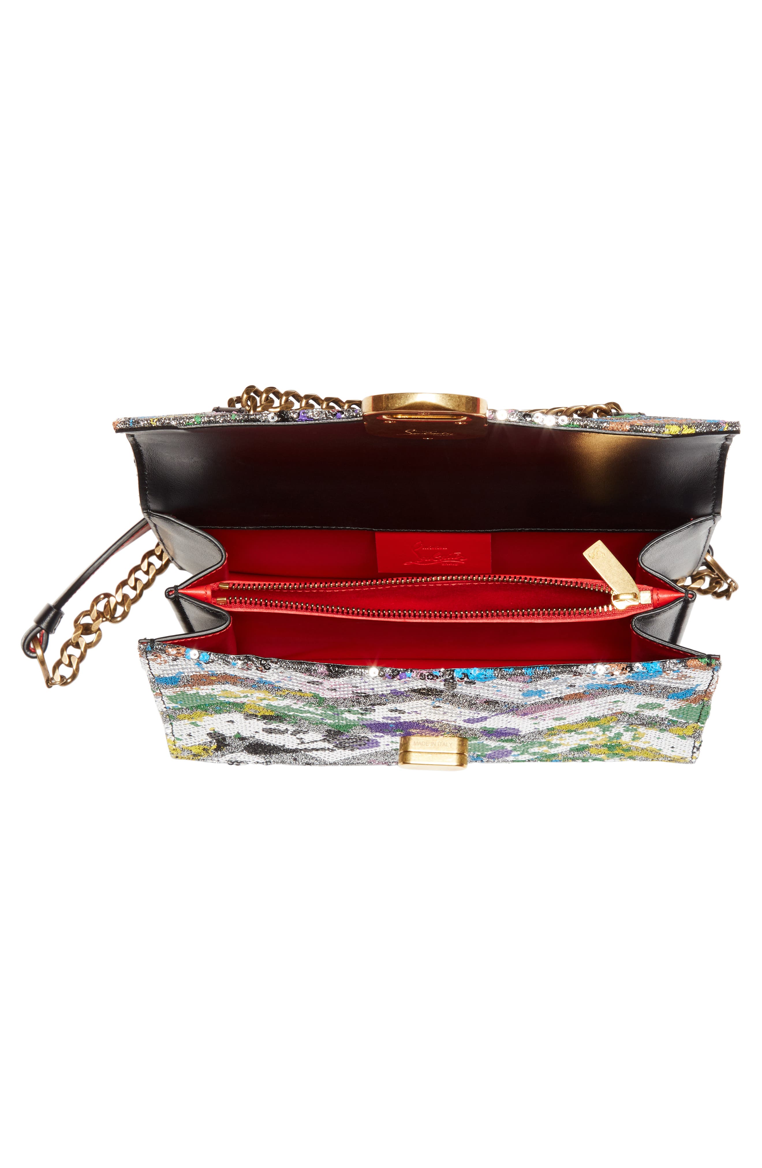 Christian Louboutin Small Elisa Splatter Sequin Leather Crossbody Bag, Alternate, color, 