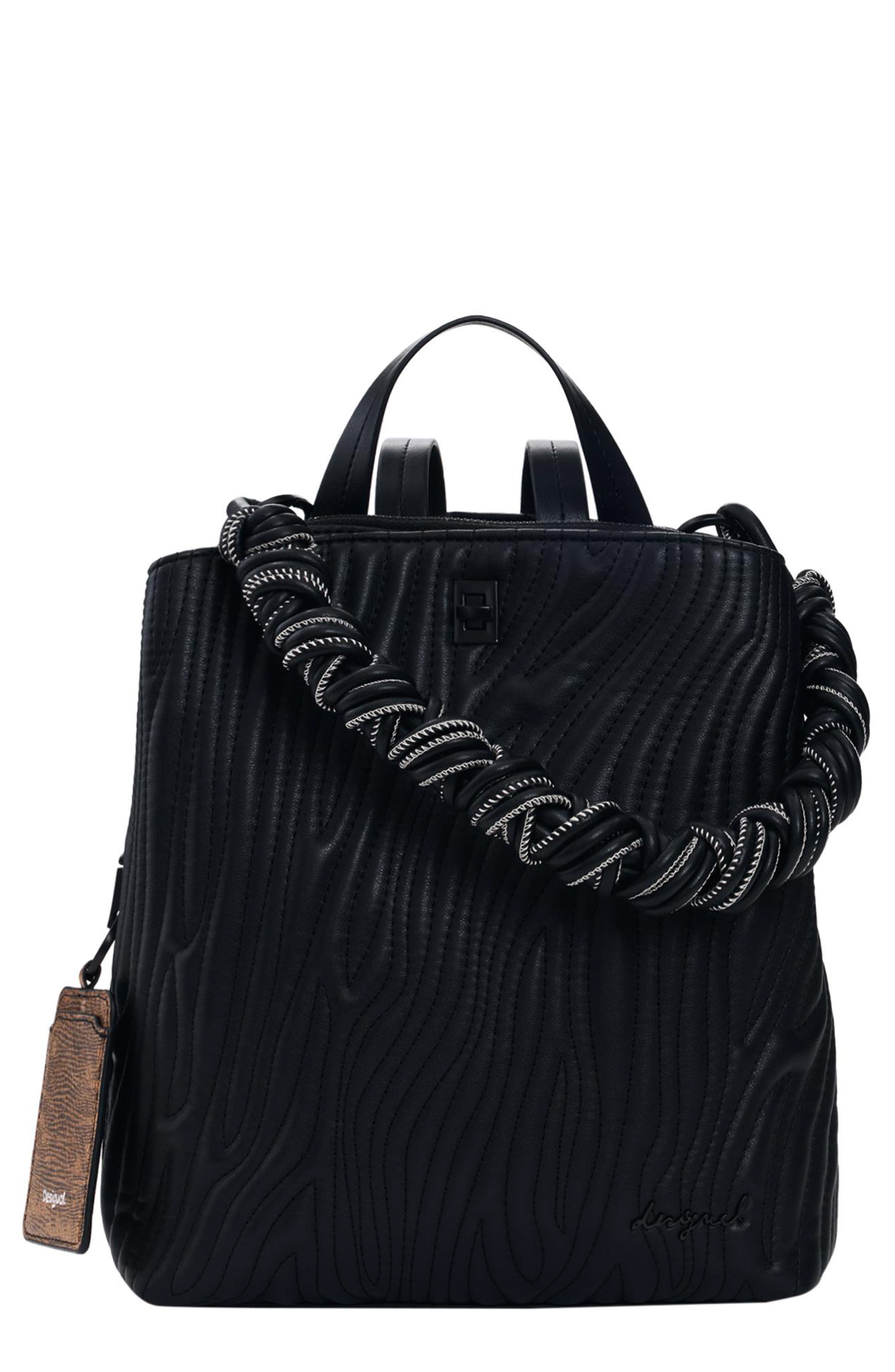 Desigual Mini Wave Embroidered Convertible Backpack, Main, color, 