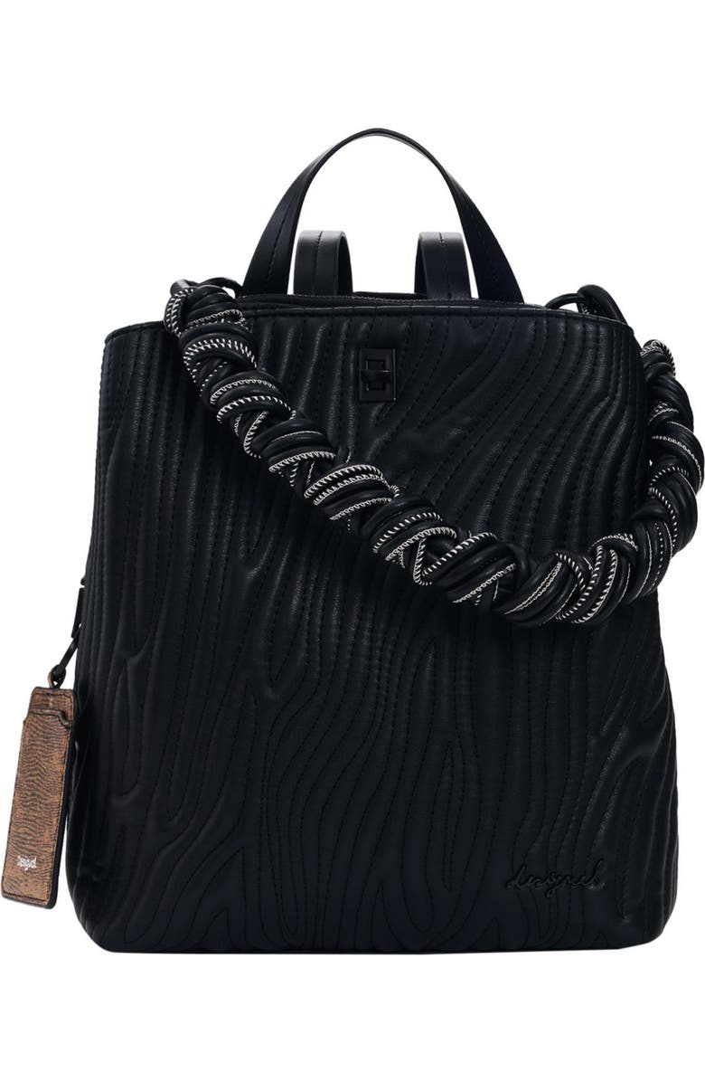 Desigual Mini Wave Embroidered Convertible Backpack, Main, color,