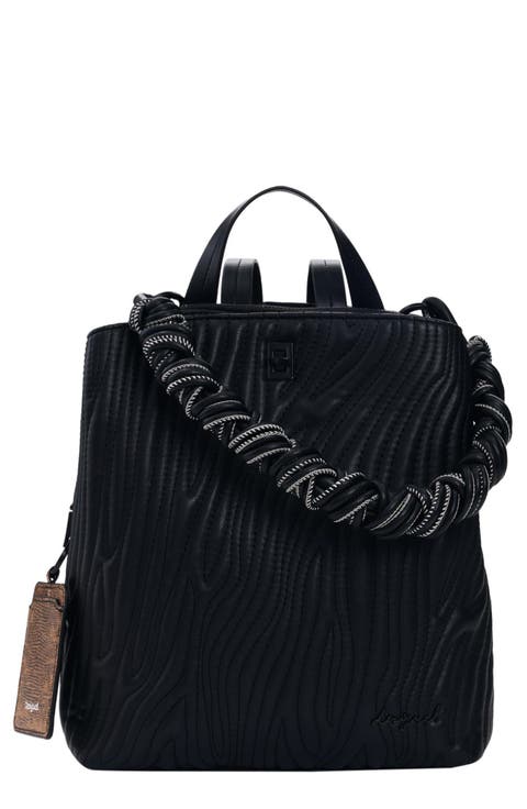 Mini Wave Embroidered Convertible Backpack