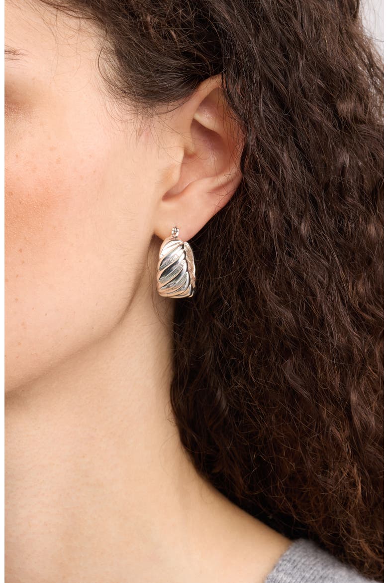 Fluted Tapered Hoop Earrings, Alternate, color, SILVER