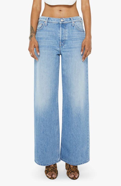 MOTHER Lil Rerun Zip Sneak High Waist Wide Leg Jeans (Petite)