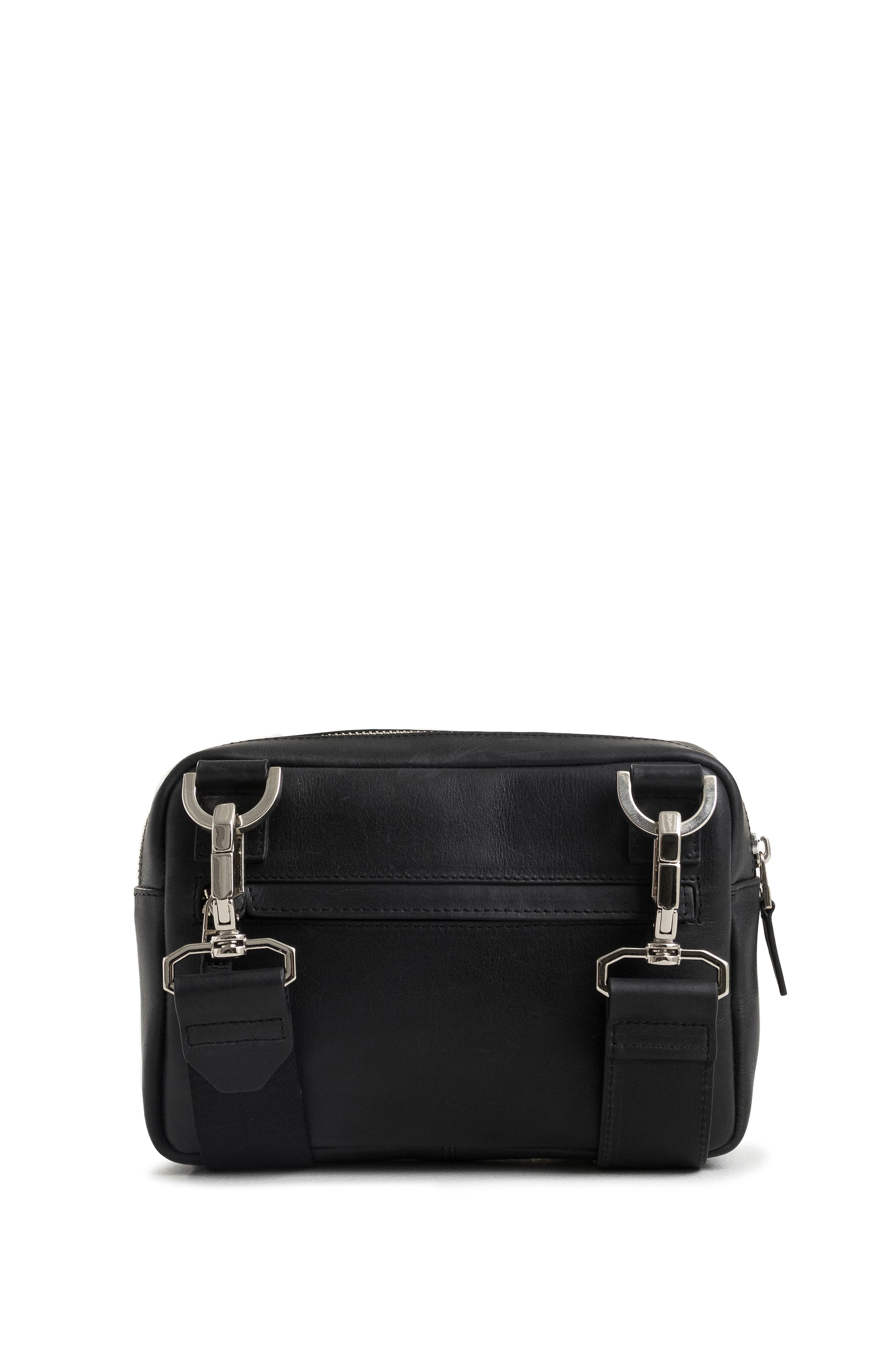 Velez Bright Leather Crossbody Bag with Suede Detail, Alternate, color, Black