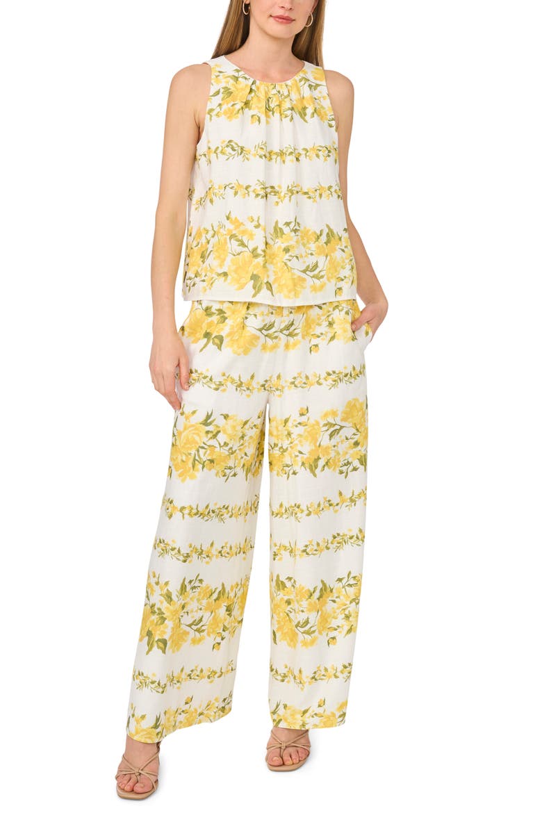 Sleeveless Floral Print Top, Alternate, color, ULTRA WHITE