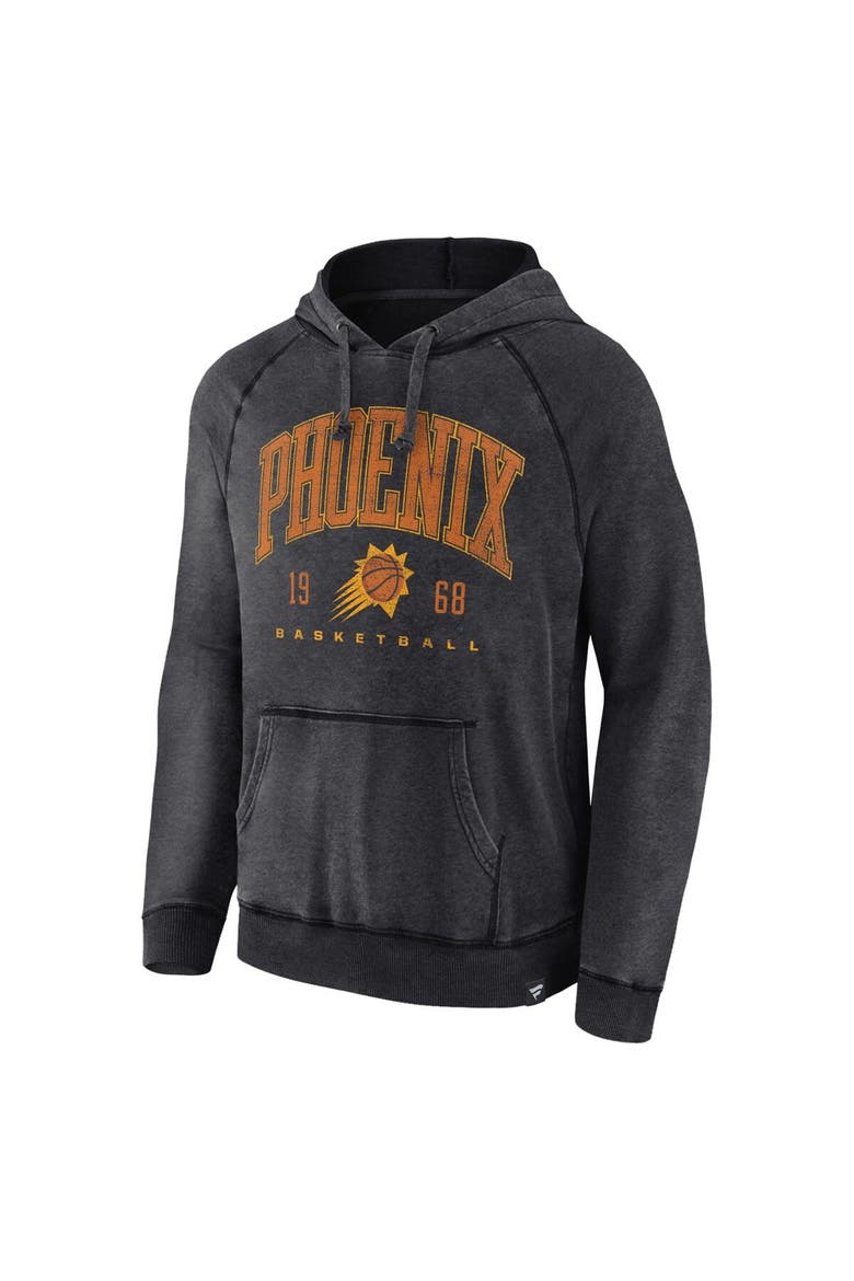 Men's Fanatics Branded Heather Charcoal Phoenix Suns Foul Trouble Snow Wash Raglan Pullover Hoodie, Alternate, color, Heather Charcoal