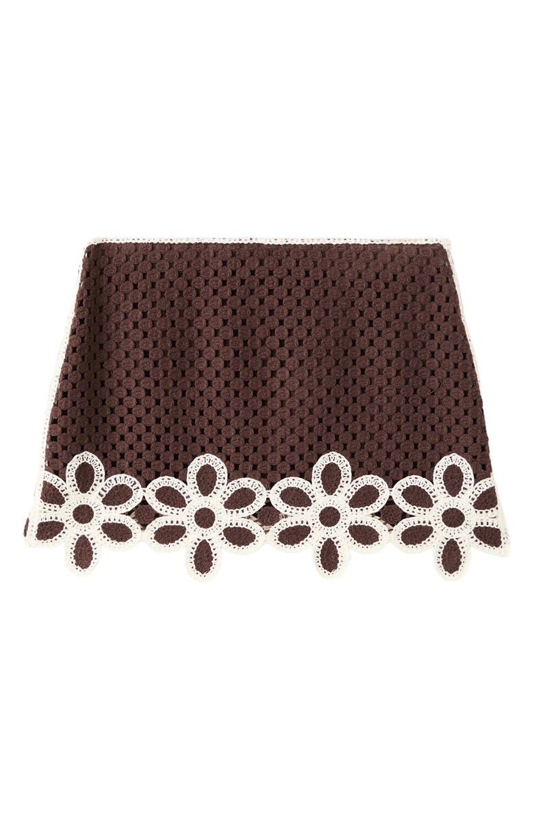MANGO Floral Crochet Stitch Miniskirt, Main, color,