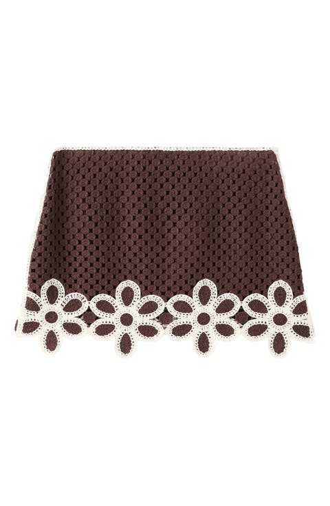Floral Crochet Stitch Miniskirt