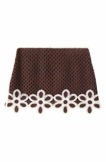 Floral Crochet Stitch Miniskirt