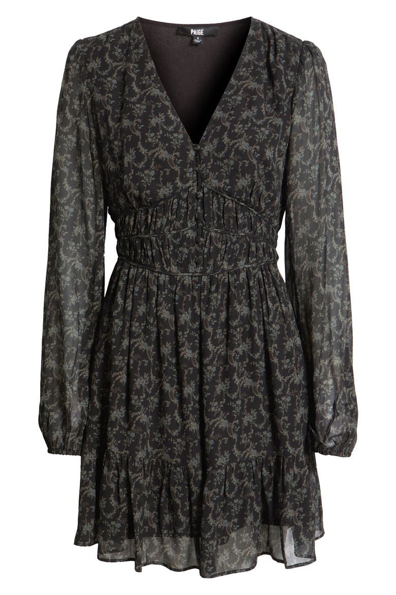 Brasserie Long Sleeve Minidress, Alternate, color, BLACK/ ALOE