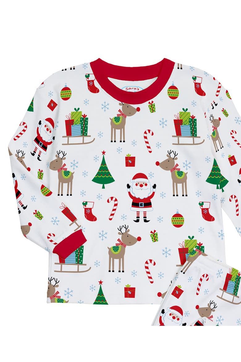 Loose Fit Cozy Pajama 2-Piece Set, Alternate, color, White Christmas