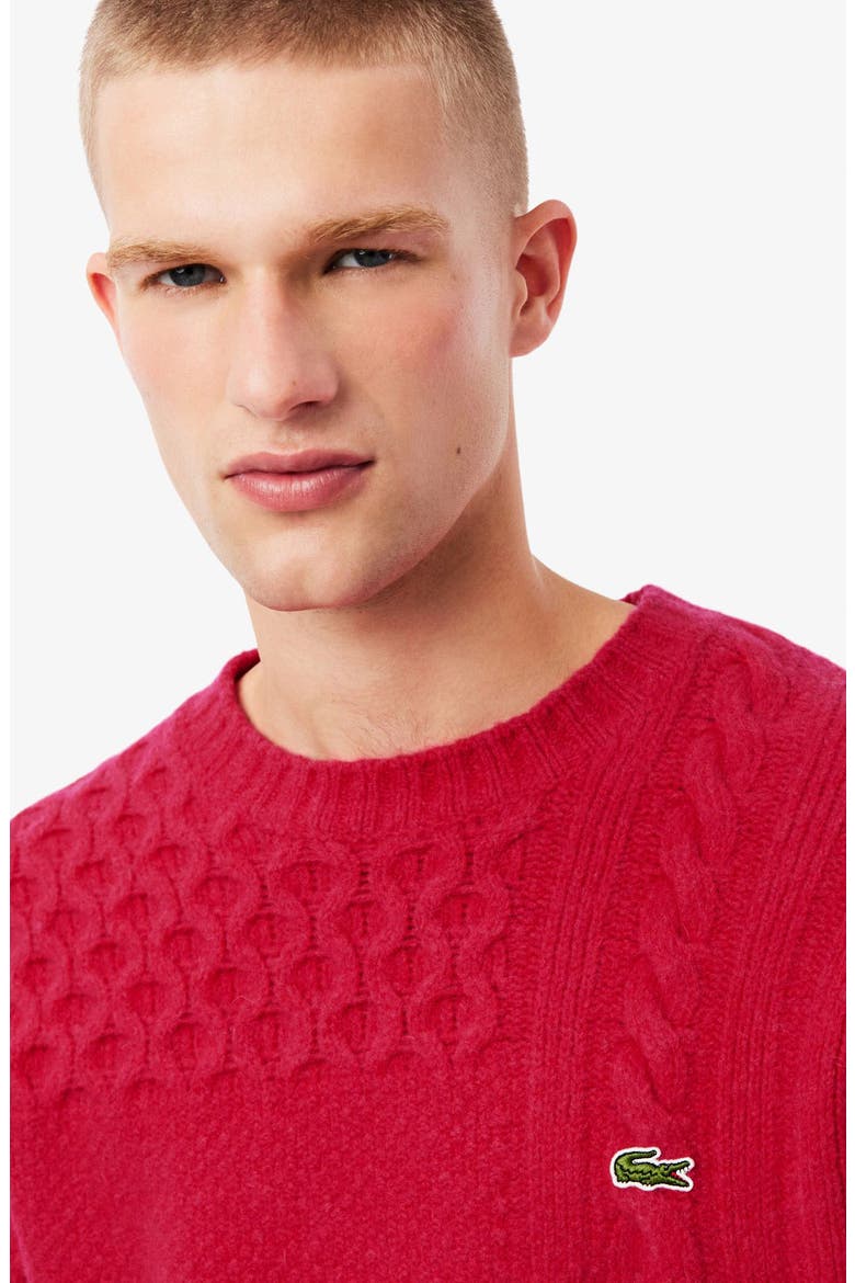 Mixed Texture Wool Blend Crewneck Sweater, Alternate, color, BIGARREAU CHERRY