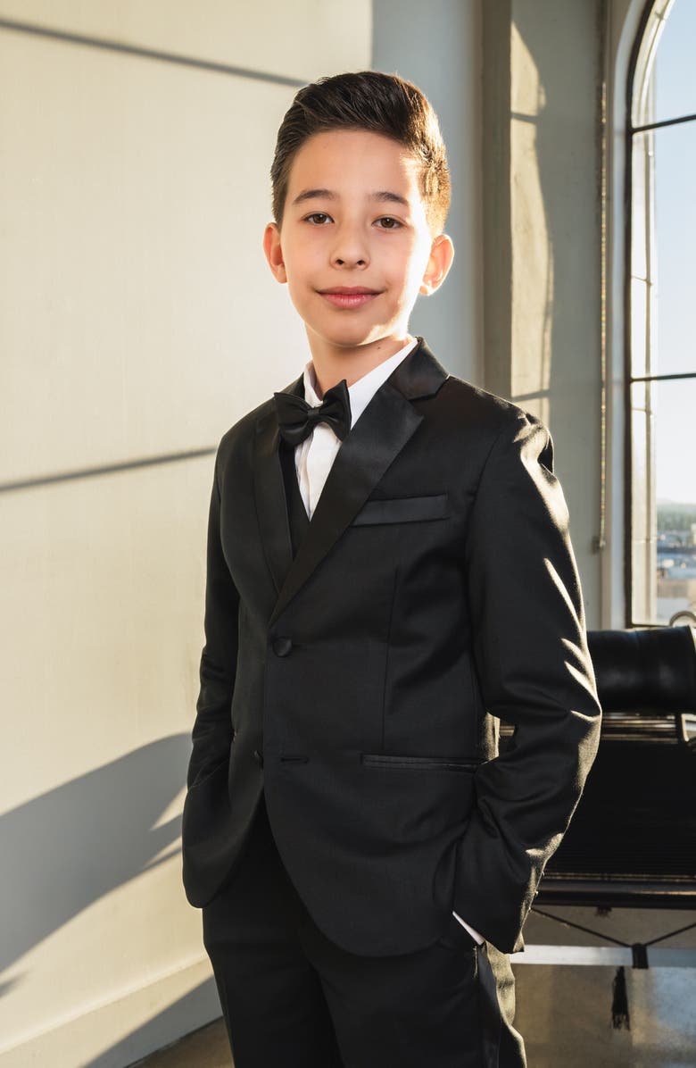 Peanut Butter Collection Kids' 007 5-Piece Slim Fit Tuxedo, Alternate, color, Black