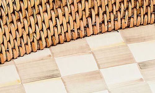 Mackenzie-childs Mackenzie Childs Mocha Check Enamel & Rattan Party Tray In Brown