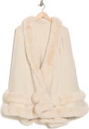 La Fiorentina Faux Fur Trim Ruana