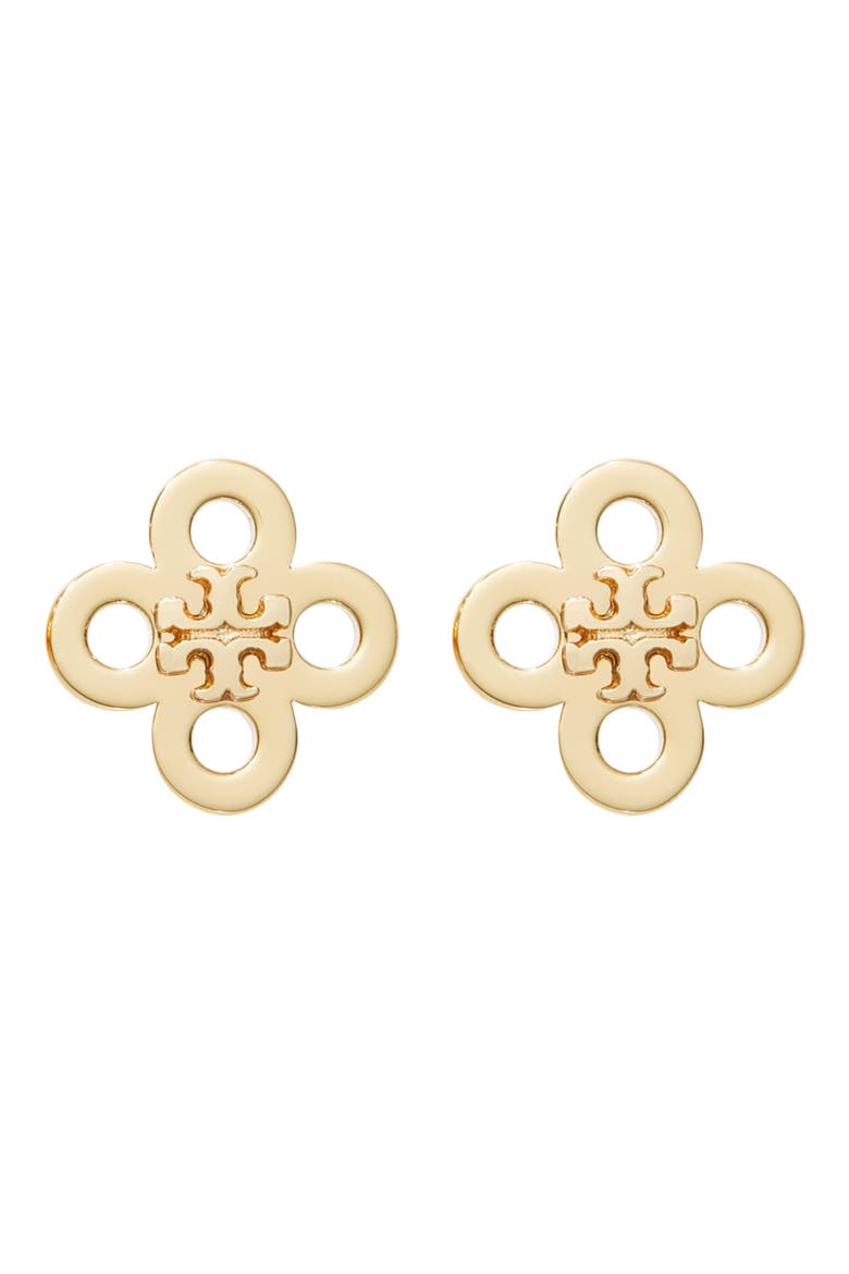Forget Me Not Clover Stud Earrings, Main, color, TORY GOLD
