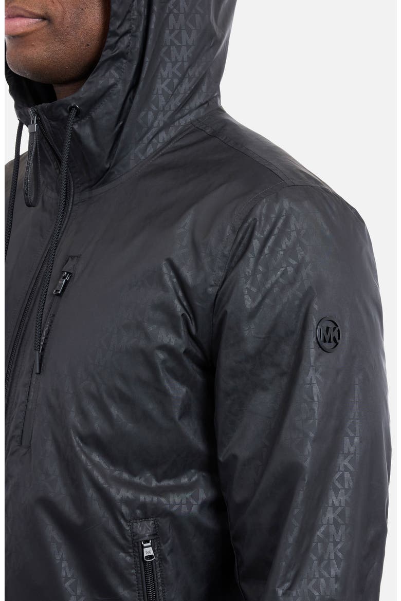 Allover Logo Print Windbreaker Jacket, Alternate, color, BLACK