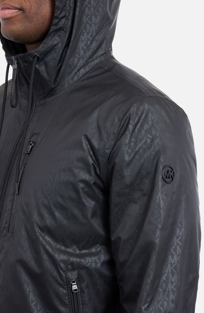 Michael Kors Allover Logo Print Windbreaker Jacket, Alternate, color, Black