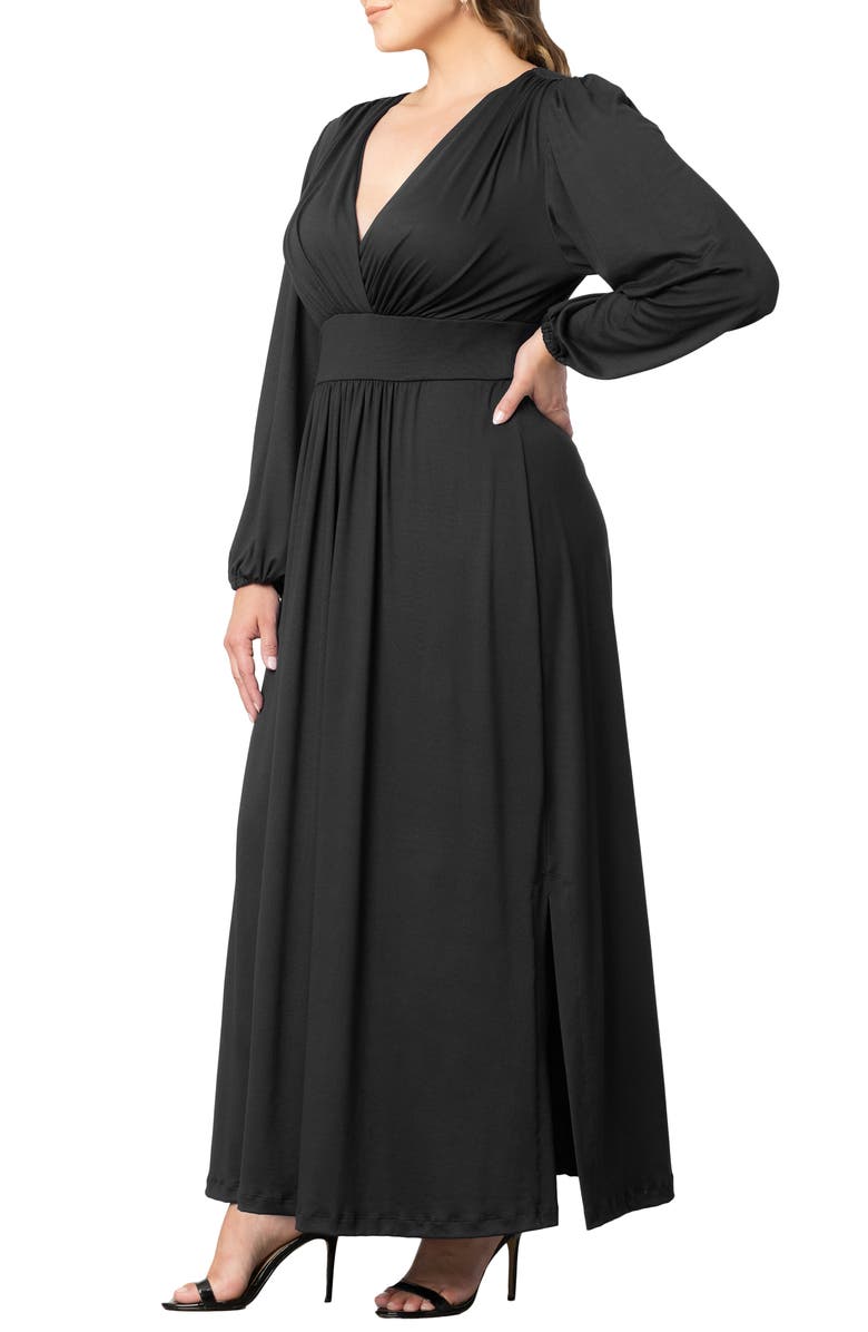 Kiyonna Kelsey Long Sleeve Maxi Dress, Alternate, color, Black Noir