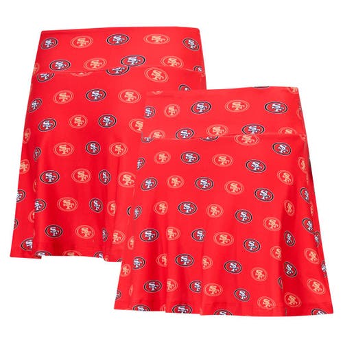 Concepts Sport Scarlet San Francisco 49ers Record Allover Print Knit Sleep Skort In Red