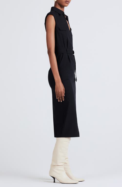 Derek Lam 10 Crosby Womens Collar Removeable Belt Shirtdress In Black