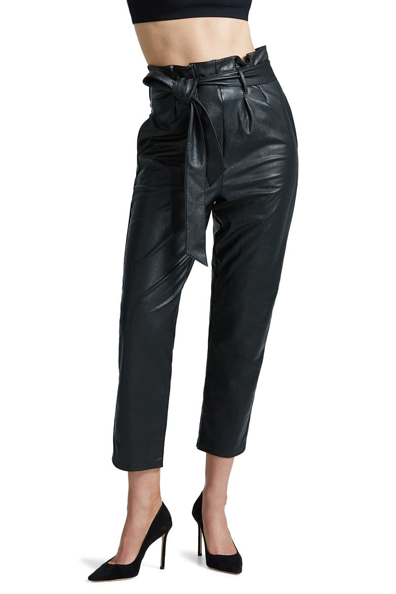 Paperbag Waist Faux Leather Crop Pants video